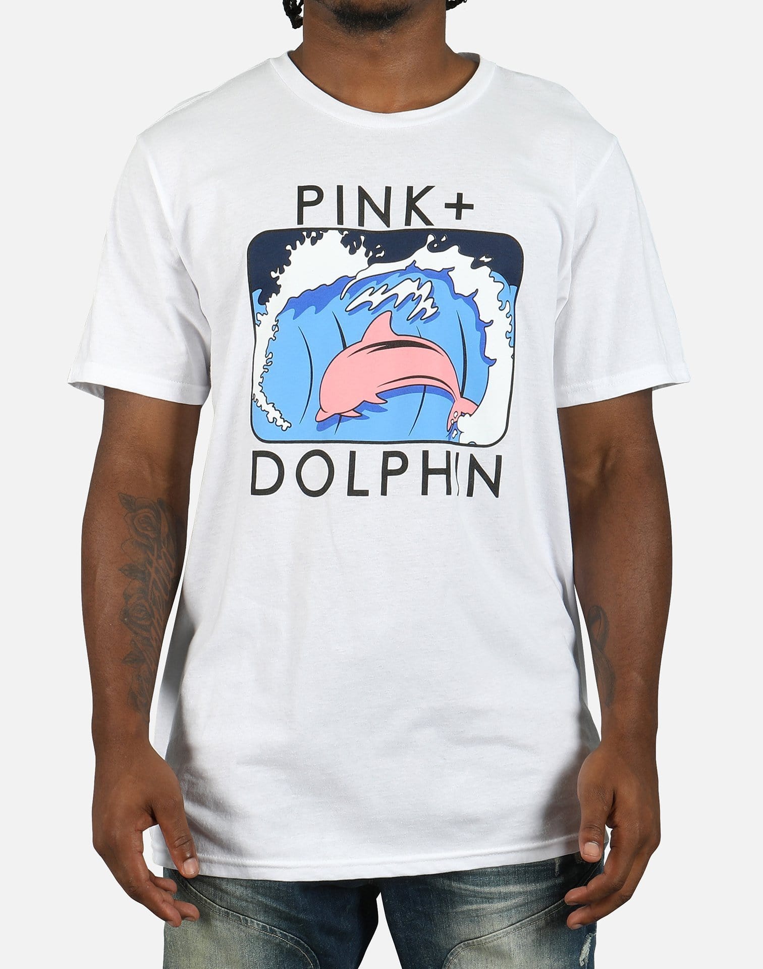 Pink Dolphin Splash Portrait Tee