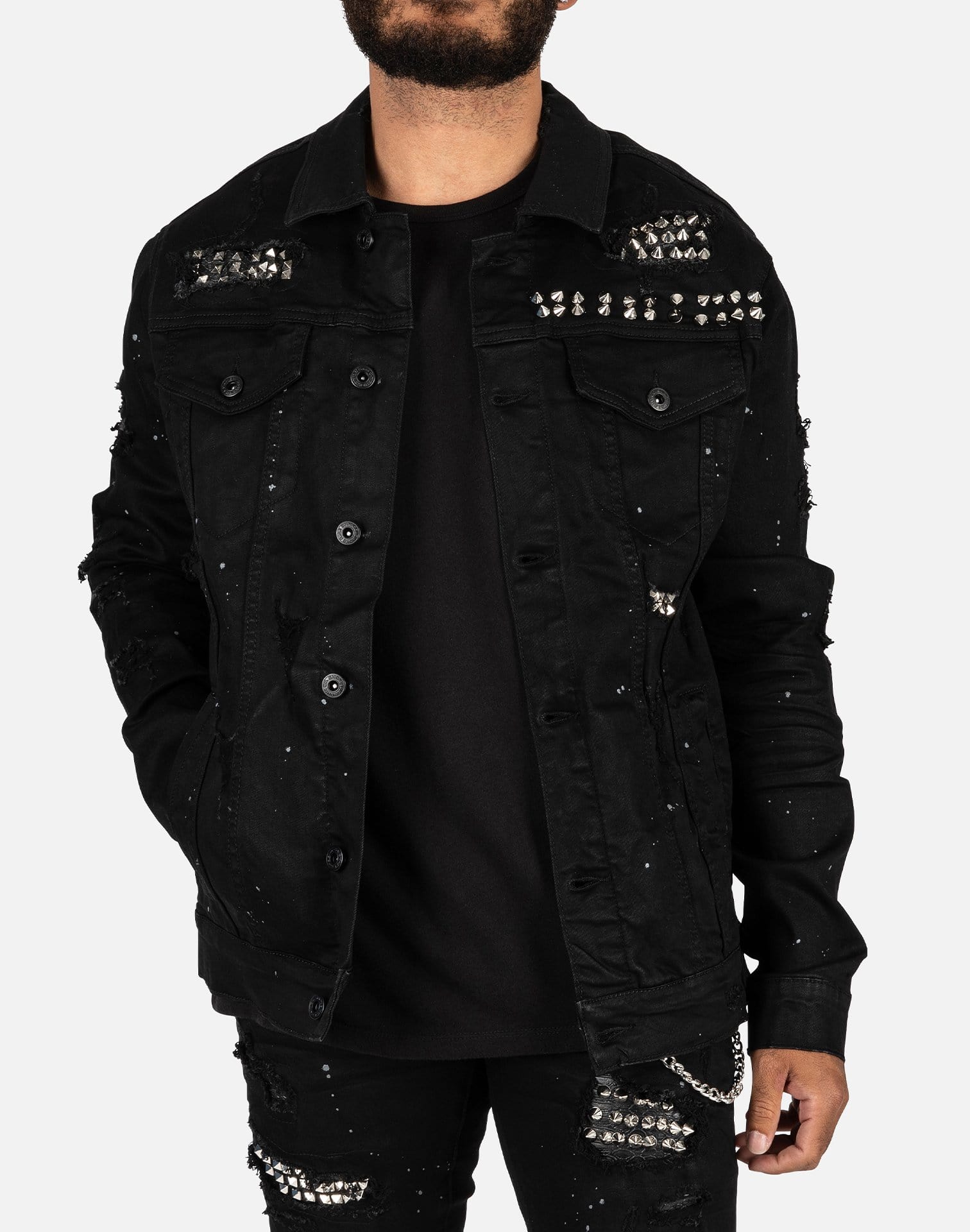 Smoke Rise MOTO STUDDED DENIM JACKET – DTLR1
