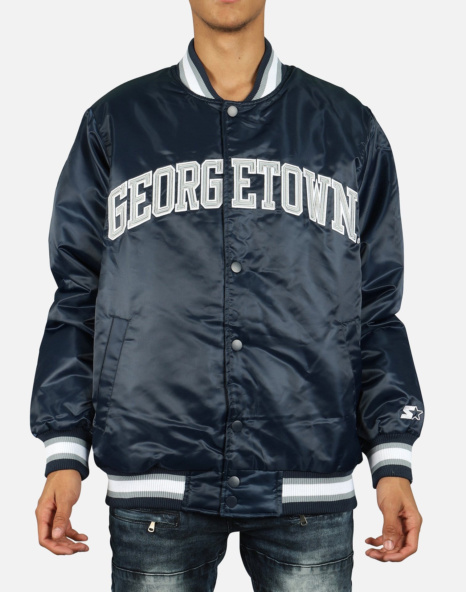 Starter Georgetown Hoyas Satin Bomber Jacket